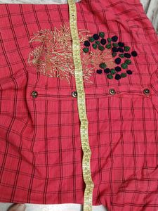 Red Checked Kurta