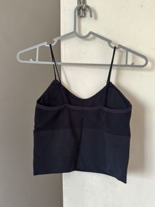 Black Ribbed Crop Tank Top