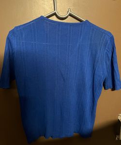 Blue Button-Down Crop Top