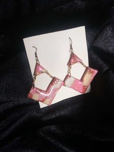 Pink Swirl Statement Earrings