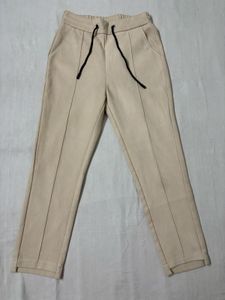 Cuuui Korean Beige Jogger Pants with Drawstring