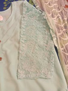 Beautiful Mint Green Kurta Set with Scarf