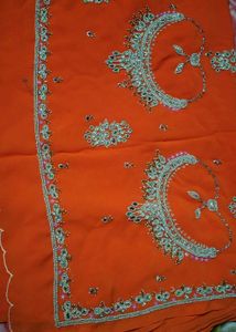 Exquisite Orange Embroidered Saree