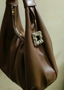 Chic Brown Ruched Hobo Bag