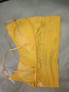 Yellow Sports Bra with Strappy Back