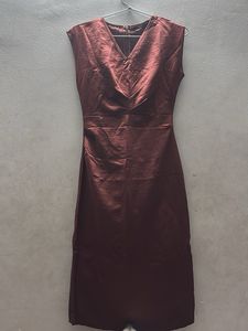 Elegant V-Neck Satin Midi Dress