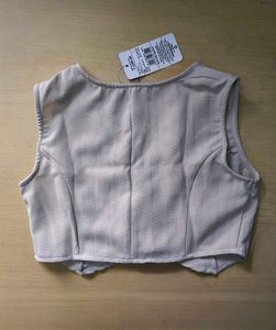 Sleeveless Textured Waistcoat With Wide Leg Pants