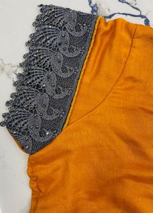 Elegant Yellow Saree with Grey Lace Border