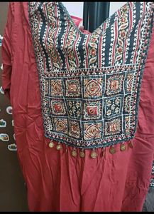 Maroon Embroidered Kurta