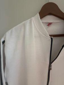 White Zip-Up Track Jacket with Stripes