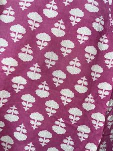 Pink Block Print Cotton Kurta