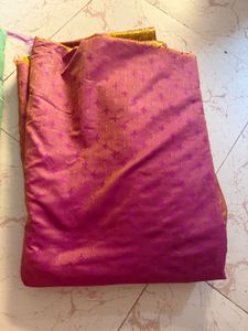 Vibrant Magenta Saree with Golden Border