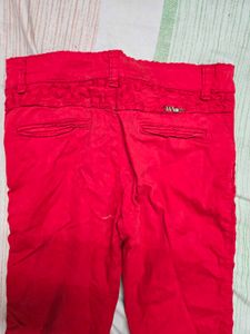 Red Lace embroidery Pants
