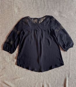 Elegant Black Lace Detail Blouse