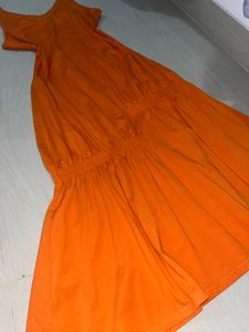 V-Neck Orange Maxi Dress