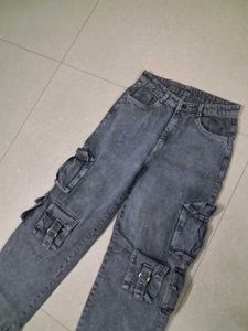 Stylish Grey Cargo Jeans