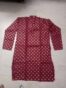 Maroon cotton blend printed Kurta