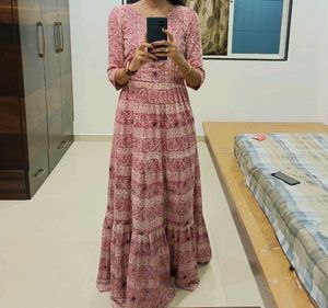 Pink ari work kurti