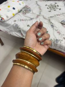 Wooden &amp; Gold Bangles