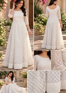 Elegant White Lace Anarkali Gown
