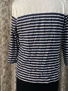 Striped Top with Floral Embroidery