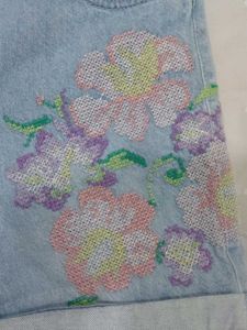 Embroidered Denim Shorts