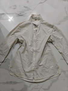 Stylish Cream Collared Long Sleeve Top