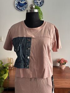 Chic Pink T-Shirt &amp; Skirt Set