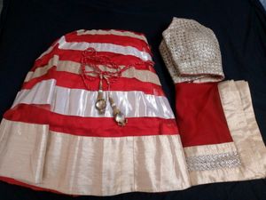 Beautiful Rose Red Multi Colour Lehnga Choli With