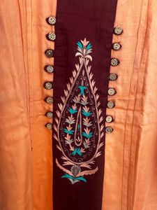 Orange Kurta with Maroon Embellishment