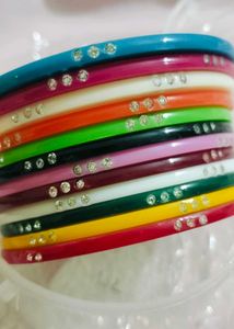 Colorful Stackable Bangles with Rhinestones