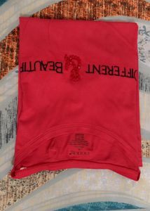 red tshirt eith some beeds