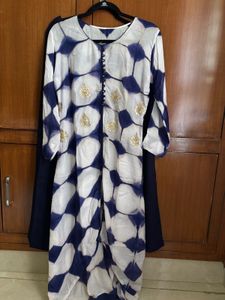 Blue &amp; White Tie-Dye Kurta Set