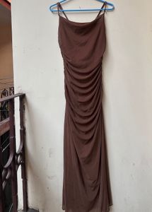Brown Ruched Bodycon Maxi Dress 🤎