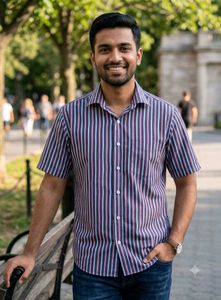 Classic Vertical Striped Short Sleeve Shirt
