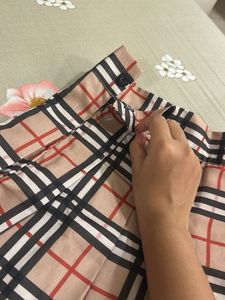 Checkered Pleated Mini Skirt- 30 Waist