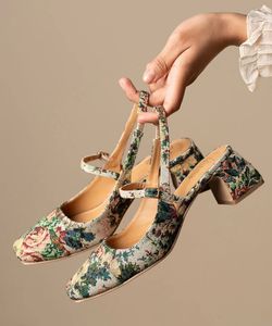 Floral Print Slingback Heels