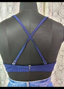 Deep Blue Wrap Bra Top