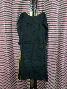 Elegant Black Kurti with Yellow lace Detailing