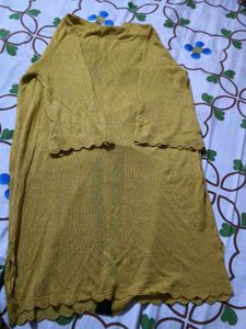 Mustard Yellow Cardigan with Black Embellishments