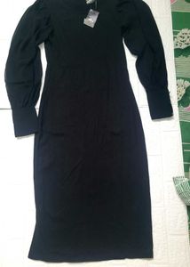 Fig Brand New Black Ribbed Midi Dress