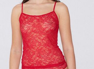 New Tezenis Red Sheer Lace Camisole – Size M-L