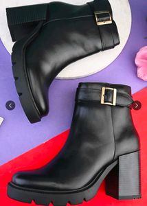 Chunky Black Heeled Ankle Boots
