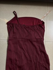 Burgandy Satin One Shoulder Dress