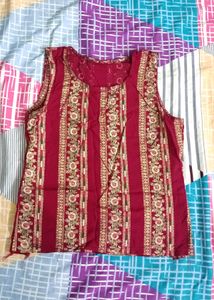 Maroon Printed short kurti top hand made✨✨