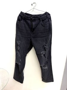 Shein Stylish Black Ripped Jeans