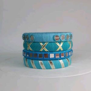 Yellow Thread Bangles (Set of 4)💛🧡🩷🩵