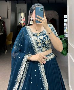 Designer Navy Blue Lehenga Choli with Dupatta