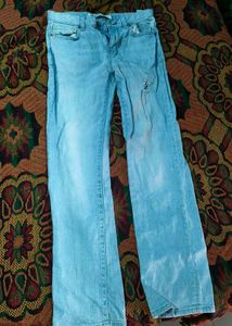 Light Wash Distressed Wide Leg Jeans