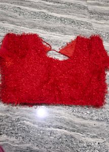 Vibrant Red Textured Blouse